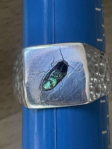 Silver shibayama signet ring - shibayama,