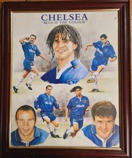 Chelsea FC Players Painting Cup Winners' Cup Rare Print Framed 22" X 19"