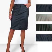 Women's Coated Leather Look Stretch Jeans Style Pencil Skirt 10-22