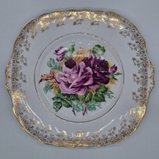 Gold Dubarry Plate Handled 9 inch Fine English China Rose 22KT Gold Decorated