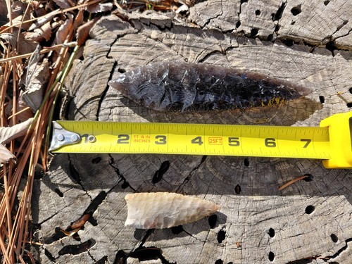 Two flint knapped points - flint, points/