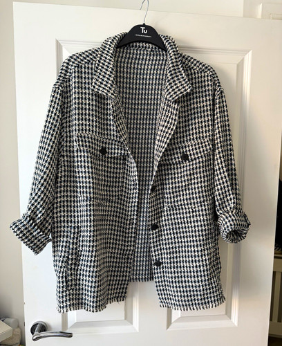 Black white blue check - &, &