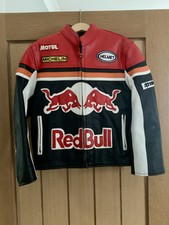 Absolutely Mint Red Bull Motorbike Jacket Large Youth Black Leather