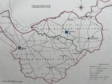 Cheshire antique engraved map hand coloured boundary election places 1835