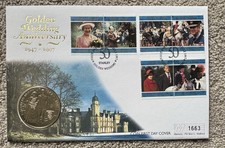 1997 Falkland Islands £5 In FDC. 6 FI Stamps. QEII Golden Wedding. Cover No 1663