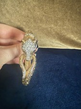 Vtg Attwood And Sawyer 22ct Gold Plated Panther  Bangle Bracelet 