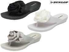 Womens Dunlop Summer Sandals Comfort Low Wedge Corsage Occasion Flip Flops