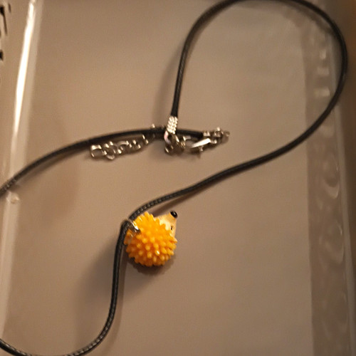 Yellow plastic hedgehog charm - plastic,