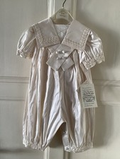 BNWT Little Darlings Baby Boys Occasion Christening Ivory Silk Romper Outfit  3M
