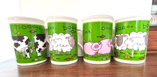 Kirsty Jayne Farm Animals Bone China Mugs x 4 VGC