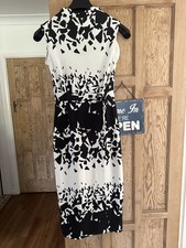 ASOS Long Belted Dress Black & White UK 10 