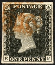 SG2 1840 1d black EF, 4 good