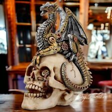 Skull & Dragon Steampunk Ornament Gothic Fantasy Myth Sculpture Home Decor Gift