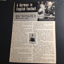 Autograph  Bert Trautmann Manchester City  Signed Magazine Page 