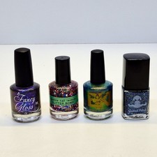 Bundle Of 4 Used Indie Nail Polish Fancy Gloss, Sparkle Nail, Bees Knees,Dollish