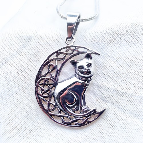 Cat crescent moon pentagram - crescent,