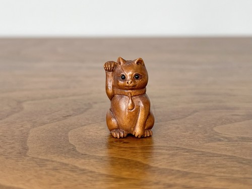 Hand carved boxwood ojime - hand-carved,