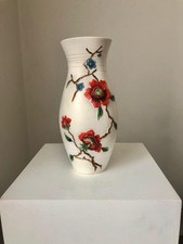 Medium Vintage Brentleigh Ware BLITHE ENGLAND Chalky Vase w Floral Decoration