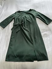 Libra Forest Green Crepe Gathered Waist Dress Size 16 Smart Work Party Bow