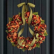 Fall Hydrangea Wreath for Front Door Autumn Garland Thanksgiving Decorations