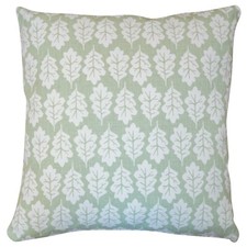 Autumn Leaf Cushion. Shabby Chic Sage Green. 100% Sustainable Cotton. 17x17"