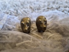 Set of Two Vintage Solid Brass Pigs Piglets