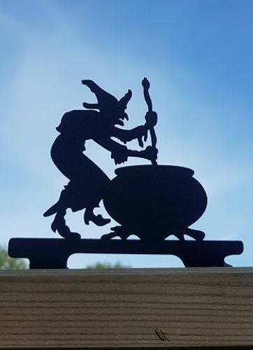 Metal witch cauldron fence - witch,