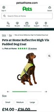 Pets at Home Hi Viz reflective padded jacket coat - dog Size L - 46cm Read Desc