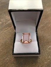 Pink Morganite Ladies Statement Ring 18ct Gold on Sterling Silver Brand New