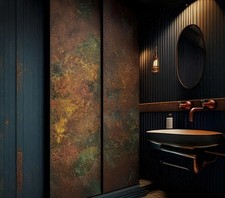 Real Copper Wall Panel – Handmade Metal Sheet Art – Bathroom & Spa Decor