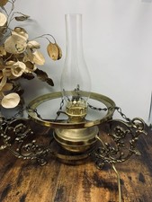 Beautiful Vintage Brass Chandelier Hanging Ceiling Light Oil Lamp Electric