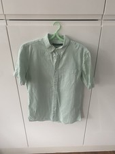 French Connection Men's Green Short Sleeve Shirt Small