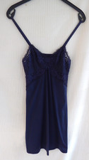 Next navy / lace trim lined bust adjust strap Nightie / Nightdress size 8