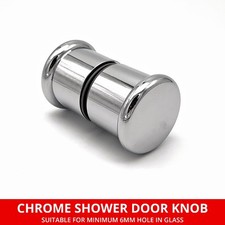 Shower Enclosure Door Knob Handles Chrome | 6mm Glass Hole | 75mm Wide | HAND009