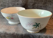 2 Queen Anne Porcelain Sugar Bowls Old Country Spray & Louise Baby Blue