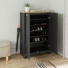 Lancaster 2 Door Shoe Cabinet Storage Display Rack Hallway Black MINOR GRADED