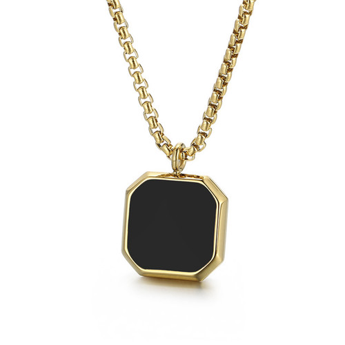 Black onyx enamel pendant - black,