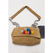 ZARA WOMAN  Pom Pom Embellished Leather Crossbody Bag 