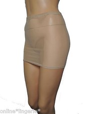 Net Mini Skirt Sexy Nude Beige Mesh See Through Sheer Dress Lingerie Party S130
