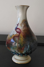 Royal Worcester Hadley Posy Vase Hand Painted With a Peacock (Shape 285A) - 1911