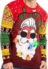 Mens LED Light Up Christmas Holiday Ugly Jumpers with Built-in Light Bulbs XL