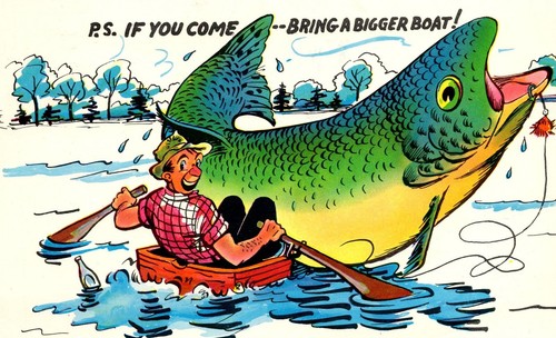 Exaggerated fish postcard - exaggerated,