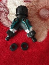 Relaxdays 2 Way Water Tap Splitter ,with Water Regulator & Shut Off Valves