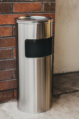 Metal litter rubbish bin - metal,