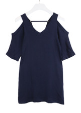 COP COPINE Corvi Dress Women's (EU) 36 Short Sleeve V-Neck Mini Blue