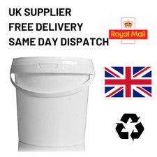 1 litre white plastic bucket with a matching tamper-evident lid - Wholesale