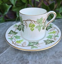 Vintage Wedgwood Santa Clara Green Ivy  Leaf W4114 Demitasse Coffee Cup Saucer