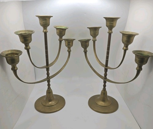 Vintage brass candelabras set - candelabras,