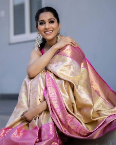 Golden beige pink lichi - golden, silk