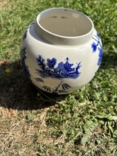 Bulbous Vase Originally Tea Jar There Is No Lid Blue and White Willow’ Pattern